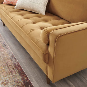 Vaspire Modern Cognac Velvet Performance Sofa Arm

