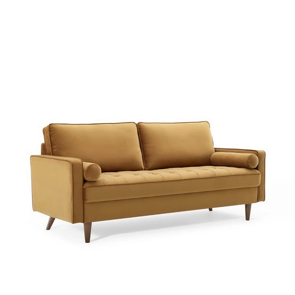 Vaspire Modern Cognac Velvet Performance Sofa Style
