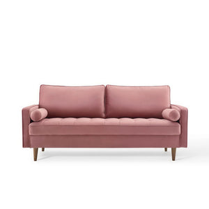 Vaspire Modern Dusty Rose Velvet Performance Sofa Pink sofa on a white background