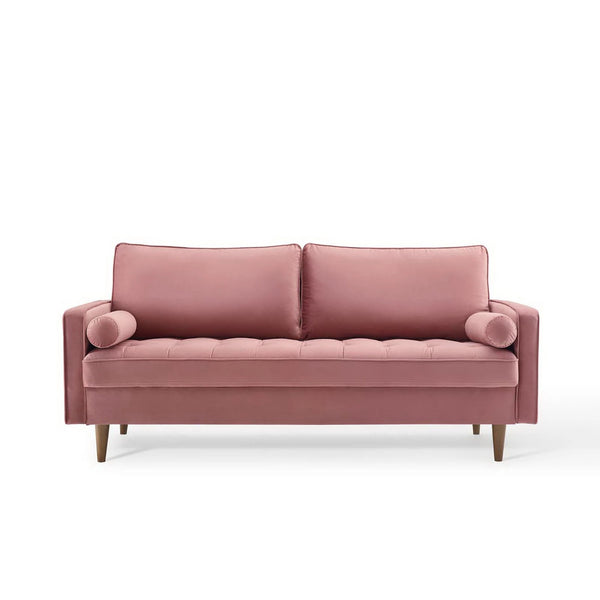Vaspire Modern Dusty Rose Velvet Performance Sofa Pink sofa on a white background
