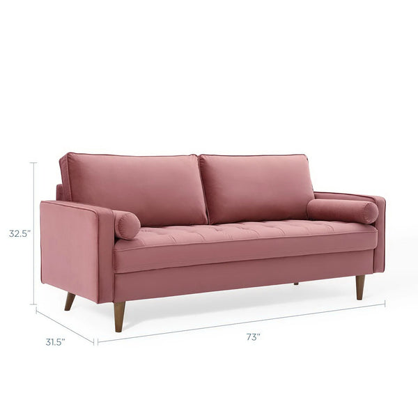 Vaspire Modern Dusty Rose Velvet Performance Sofa Sze