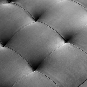 Vaspire Modern Gray Velvet Performance Sofa Close-up of a gray tufted cushion