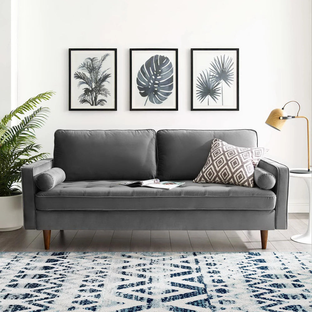 Vaspire Modern Gray Velvet Performance Sofa