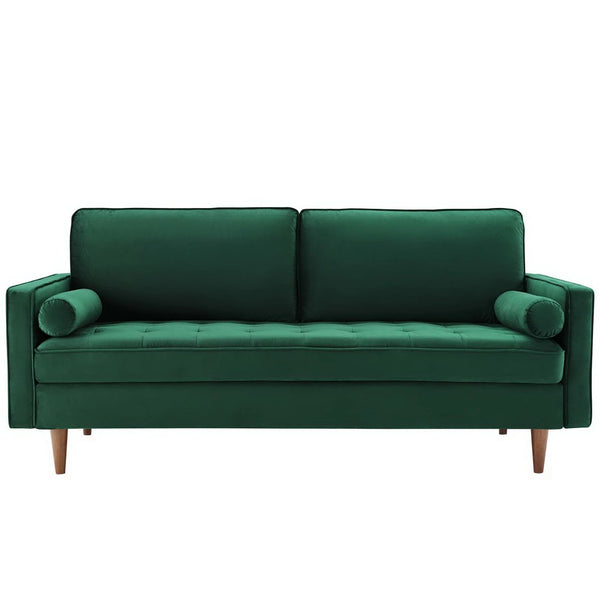Vaspire Modern Green Velvet Performance Sofa Green sofa on a white background
