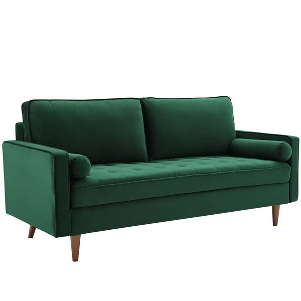 Vaspire Modern Green Velvet Performance Sofa Green sofa on a white background