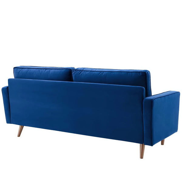 Vaspire Modern Navy Velvet Performance Sofa Blue sofa on a white background