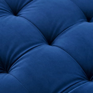 Vaspire Modern Navy Velvet Performance Sofa Close-up of a blue tufted cushion