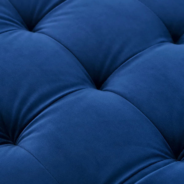 Vaspire Modern Navy Velvet Performance Sofa Close-up of a blue tufted cushion