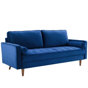 Vaspire Modern Navy Velvet Performance Sofa Blue sofa on a white background