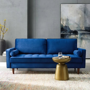Vaspire Modern Navy Velvet Performance Sofa