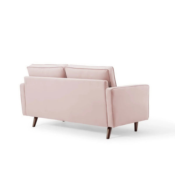 Vaspire Modern Pink Velvet Performance Loveseat Pink sofa on a white background