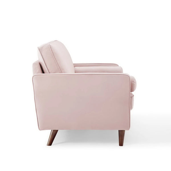Vaspire Modern Pink Velvet Performance Loveseat Pink armchair on a white background
