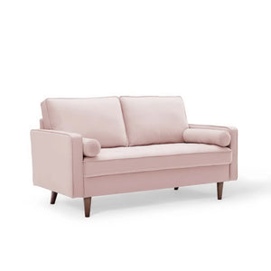 Vaspire Modern Pink Velvet Performance Loveseat Pink sofa on a white background