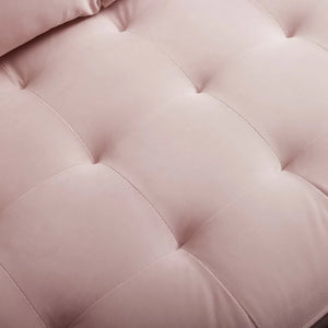 Vaspire Modern Pink Velvet Performance Sofa Close-up of a tufted pink cushion