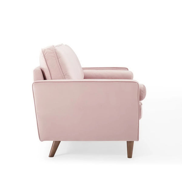 Vaspire Modern Pink Velvet Performance Sofa Pink armchair on a white background