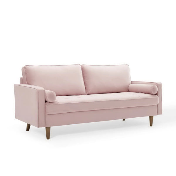 Vaspire Modern Pink Velvet Performance Sofa Pink sofa on a white background