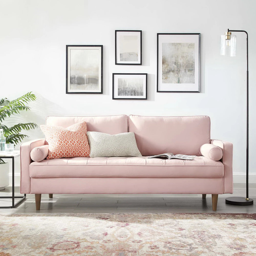 Vaspire Modern Pink Velvet Performance Sofa