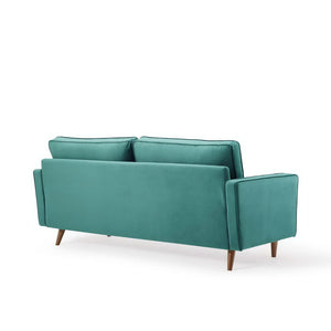 Vaspire Modern Teal Velvet Performance Sofa Teal sofa on a white background