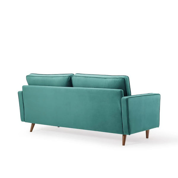 Vaspire Modern Teal Velvet Performance Sofa Teal sofa on a white background
