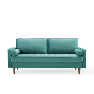 Vaspire Modern Teal Velvet Performance Sofa Teal sofa on a white background
