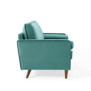 Vaspire Modern Teal Velvet Performance Sofa Teal sofa on a white background