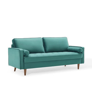 Vaspire Modern Teal Velvet Performance Sofa Teal sofa on a white background