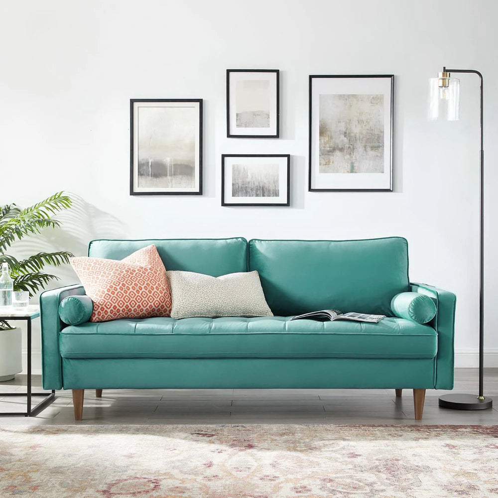 Vaspire Modern Teal Velvet Performance Sofa