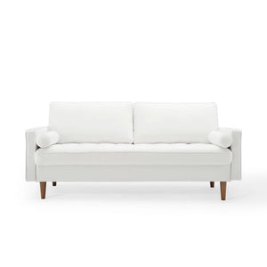 Vaspire Modern White Velvet Performance Sofa White sofa on a white background