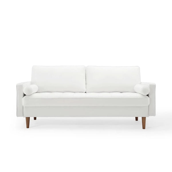 Vaspire Modern White Velvet Performance Sofa White sofa on a white background