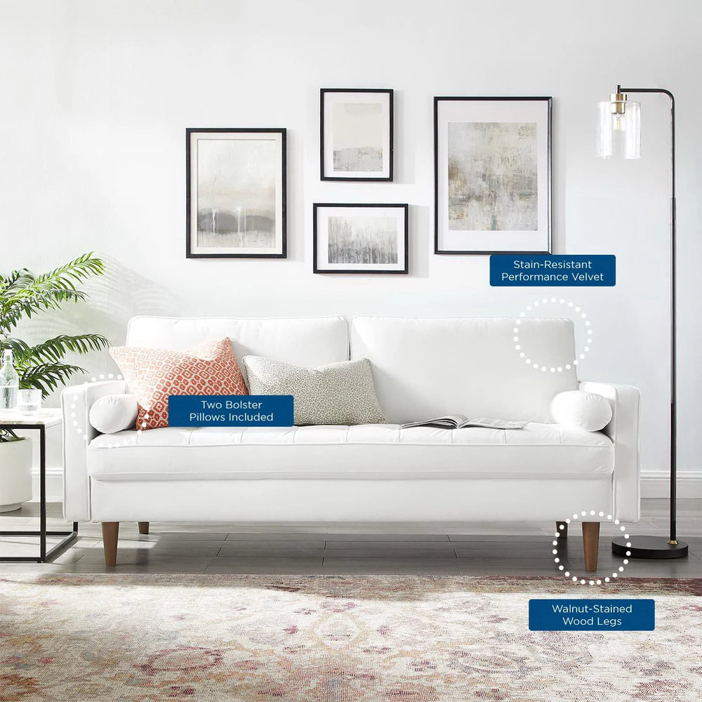 Vaspire Modern White Velvet Performance Sofa