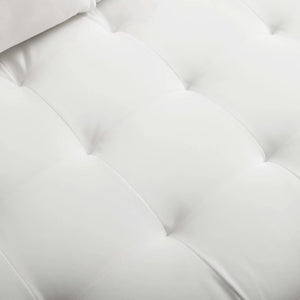 Vaspire Modern White Velvet Performance Sofa Close-up of a white tufted cushion with a soft texture.