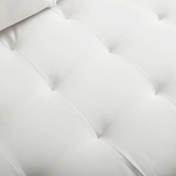 Vaspire Modern White Velvet Performance Sofa Close-up of a white tufted cushion with a soft texture.