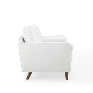 Vaspire Modern White Velvet Performance Sofa White armchair on a white background