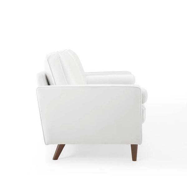 Vaspire Modern White Velvet Performance Sofa White armchair on a white background