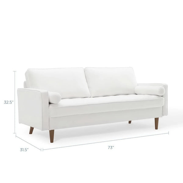 Vaspire Modern White Velvet Performance Sofa White sofa on a white background