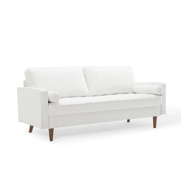 Vaspire Modern White Velvet Performance Sofa White sofa on a white background