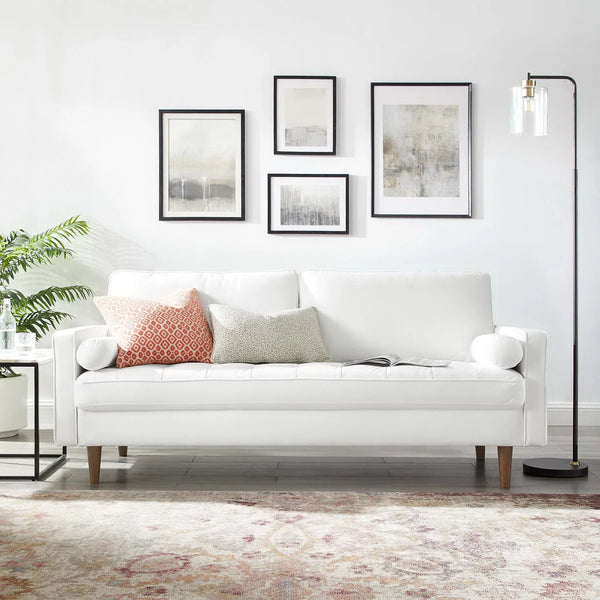 Vaspire Modern White Velvet Performance Sofa