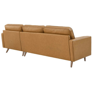 Vaspire 98" modern tan top grain leather upholstery sofa  back