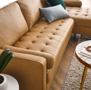 Vaspire 98" modern tan top grain leather upholstery sofa  seat