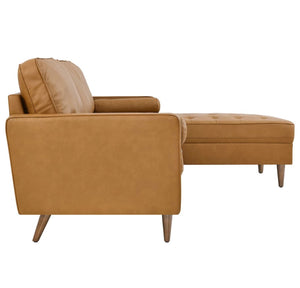 Vaspire 98" modern tan top grain leather upholstery sofa side