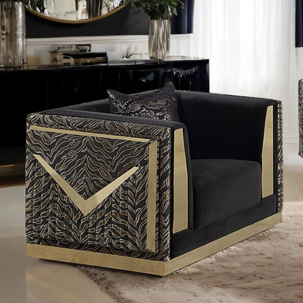 Vikki Black Gold Velvet Glam Chair