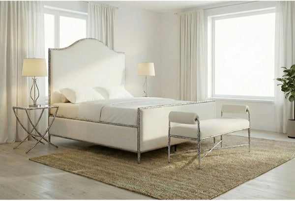 Vilber Gunmetal Silver Fully Upholstered Bed Style