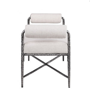 Vilber Gunmetal Silver Fully Upholstered Bench Side