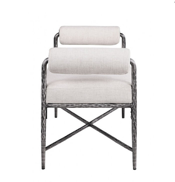 Vilber Gunmetal Silver Fully Upholstered Bench Side