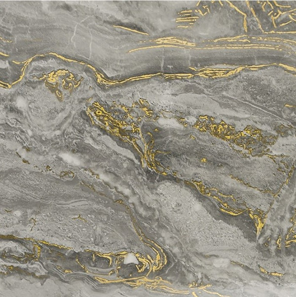 Vincenzo Modern High Gloss Finish LED Bed Gray marble surface with gold veining