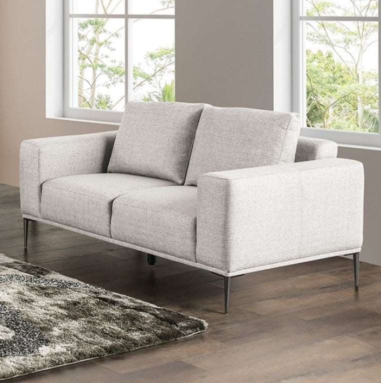 Vinny Contemporary Style Chenille Fabric Gray Loveseat