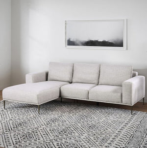 Vinny Contemporary Style Chenille Fabric Gray Sectional Sofa Left Facing