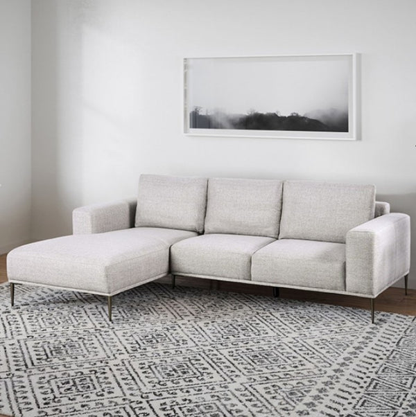 Vinny Contemporary Style Chenille Fabric Gray Sectional Sofa Left Facing