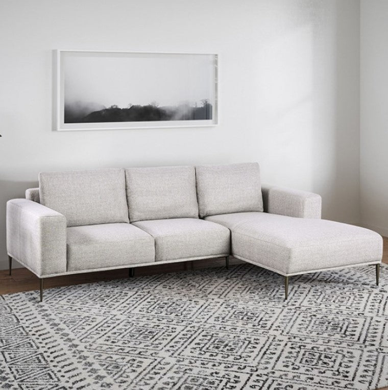 Vinny Contemporary Style Chenille Fabric Gray Sectional Sofa