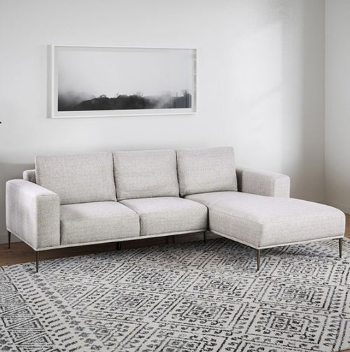 Vinny Contemporary Style Chenille Fabric Gray Sectional Sofa